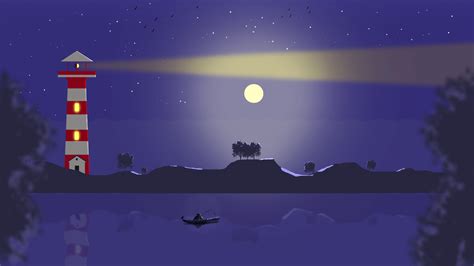 Night Landscape Vector Wallpaper, HD Minimalist 4K Wallpapers, Images