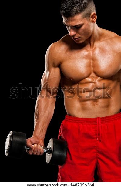Shirtless Muscular Men Exercise Weights 스톡 사진 1487956364 Shutterstock