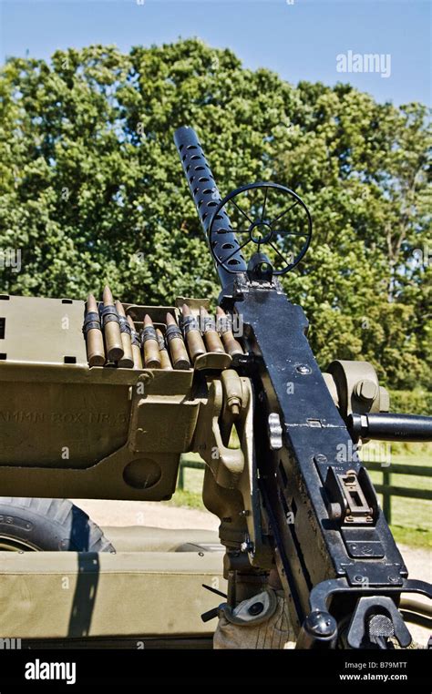 05 Inch Browning Machine Gun Mounted On A Us Army Jeep Stock Photo Alamy