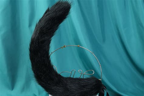 23 Inch Black Cat Ears Tail Cosplay Animal Ears Plus Etsy