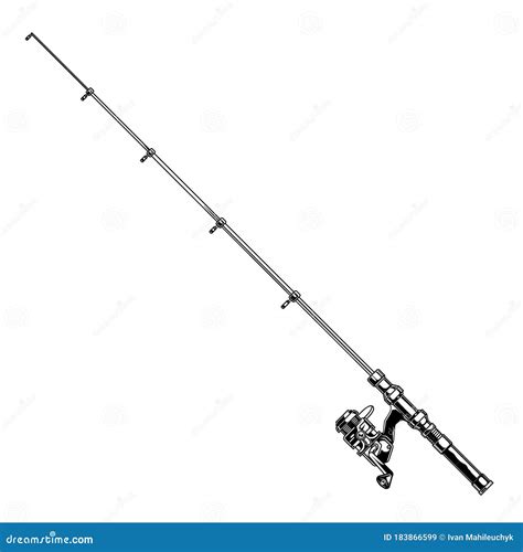 Vintage Fishing Rod With Spinning Reel Stock Vector Illustration Of