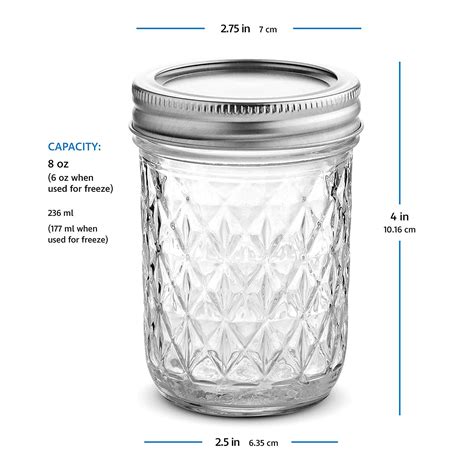 Crystal Regular Mouth 8 Oz Jelly Mason Jars With Lids And Bands High