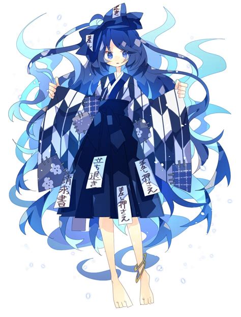 Safebooru 1girl Adapted Costume Alternate Costume Aura Barefoot Blue