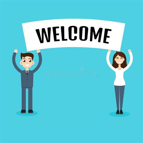 Cartoon Business Team Holding Welcome Sign Stock Illustrations 74