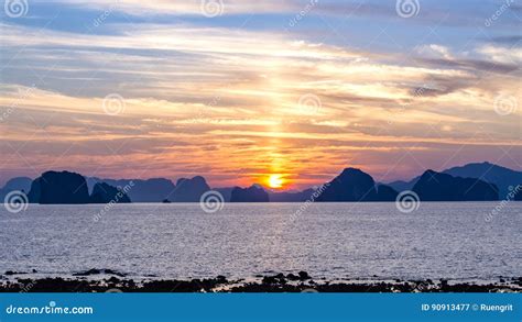 Scenary Of Sunset At The Seaon Twilight Sky After Sunset Stock Image