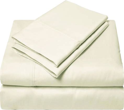 Egyptian Cotton Uk Double Fitted Sheet 600 Thread Count Ivory Solid 38