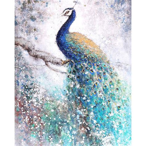 Peacock In Tree Full Round Diamond Painting