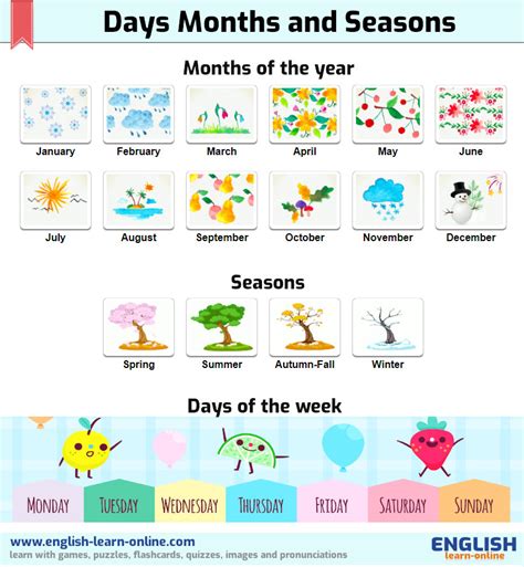 Seasons Months Of The Year Days Of The Week Free Prin