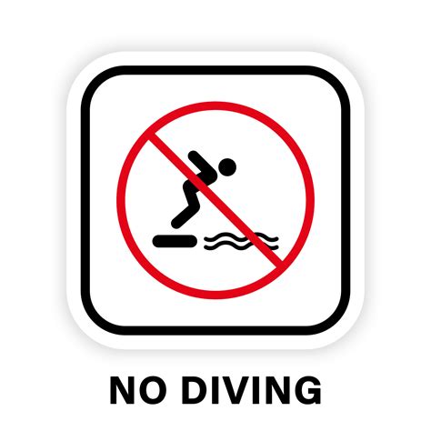 caution forbidden dive in pool sign prohibited diving red stop symbol notice no allowed diving