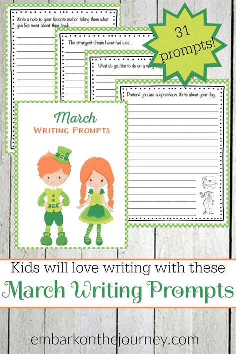 Free March Writing Prompt Printables