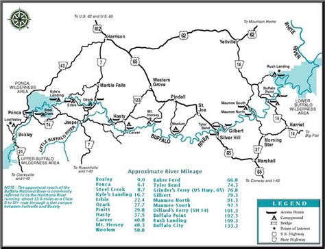 Buffalo National River Map Courtesy Of Arkansas Department Of Parks And