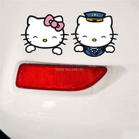 aliauto a pair of funny lover hello kitty car stickers and decal for toyota chevrolet cruze vw