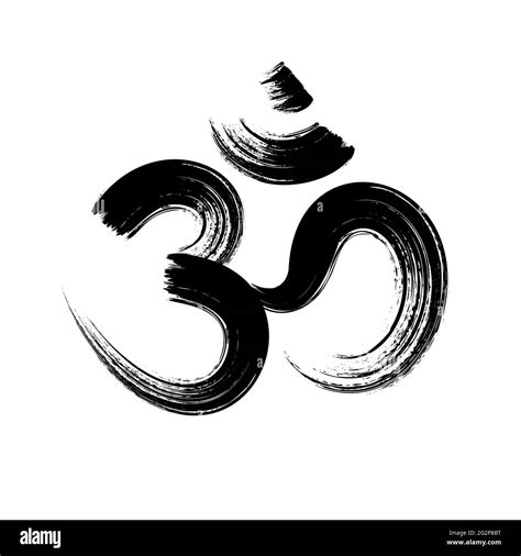Om Aum Brush Symbol Yoga Mantra Om Vector Icon Grunge Style Stock