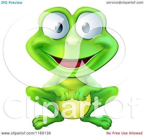 Cartoon Of A Happy Green Frog Smiling Royalty Free