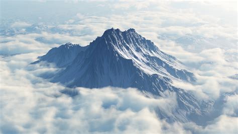 Mountain In Clouds Wallpaper For 1366x768