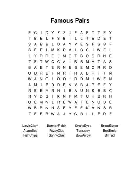 Famous Pairs Word Search