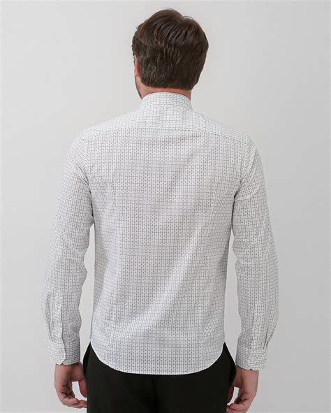 Riachuelo Camisa Social Masculina Slim Riscos Geom Tricos Branca