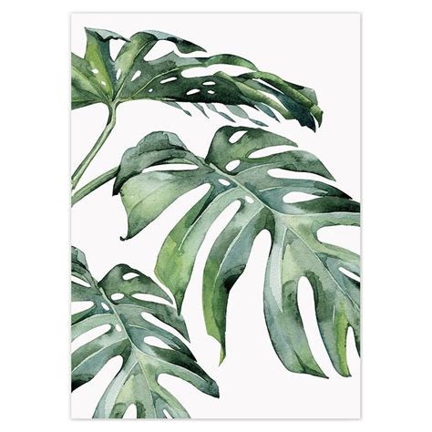 Tropical Green Leaves Canvas Poster Leaf Wall Art Plant Painting