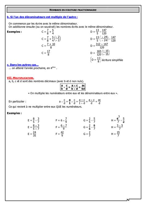 Opérations sur les fractions Cours FR Allobabe