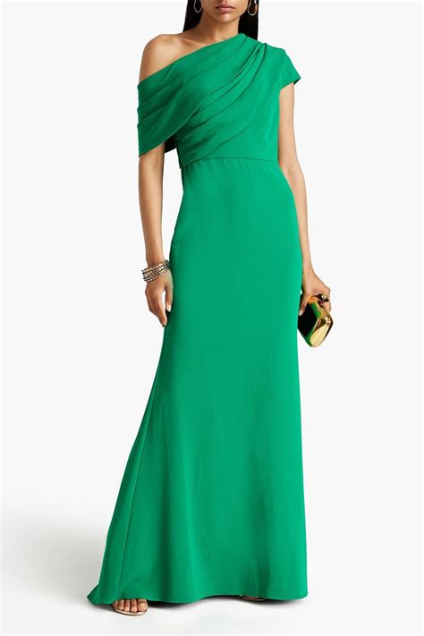 Badgley Mischka Off The Shoulder Draped Crepe Gown The Outnet