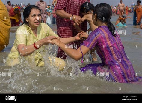 Female Pilgrims Bathing In The Bay Of Bengal On Makar Sankranti Ganga Sagar Mela Sagar Island