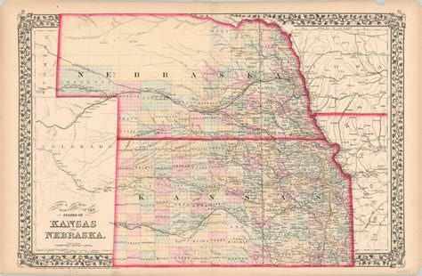 County And Township Map Of The States Of Kansas And Nebraska Curtis