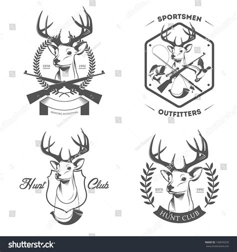 Set Vintage Hunting Fishing Labels Badges Stock Vector Royalty Free