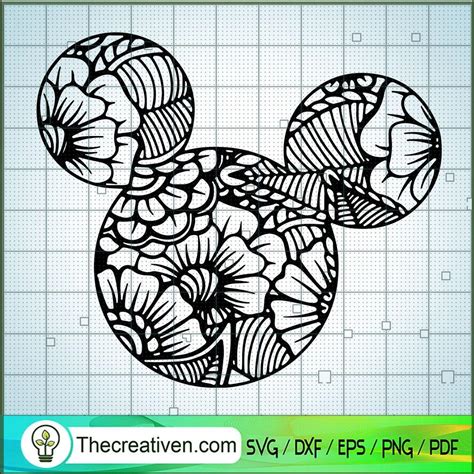 Mickey Mandala Svg Disney Mandala Svg Mickey Mouse Svg Coloring Pages