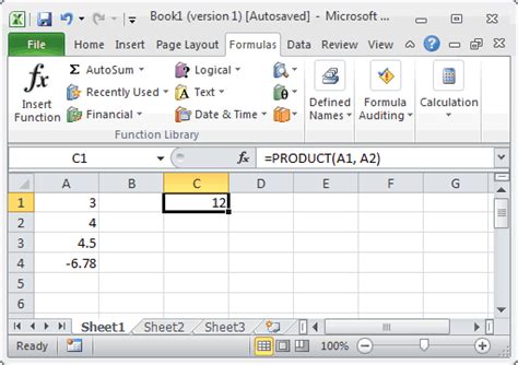 Ms Excel How To Use The Product Function Ws