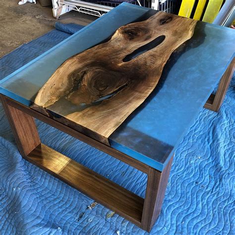 Epoxy And Wood Coffee Table Black Epoxy Recycled Wood Table Nice