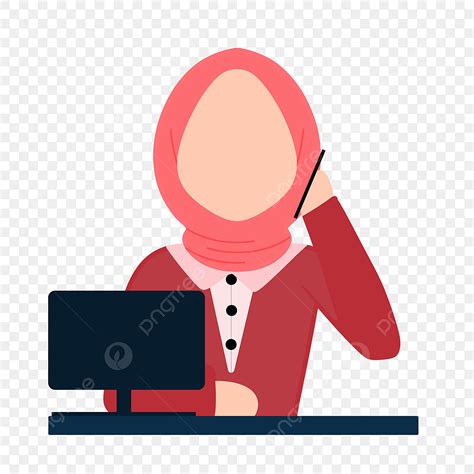 Secretária Feminina Muçulmana Imagem Dos Desenhos Animados Sem Rosto