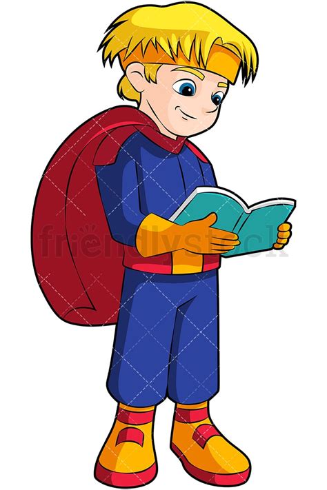 Boy With Glasses Reading A Book Clipart