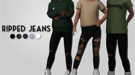 Ripped Jeans Plumbobjuice Sims 4 Cc Kids Clothing Sims 4 Children
