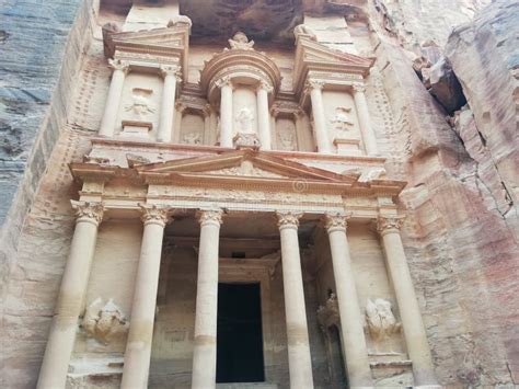 Pink Stone City Petra Stock Photo Image Of Column 236611594