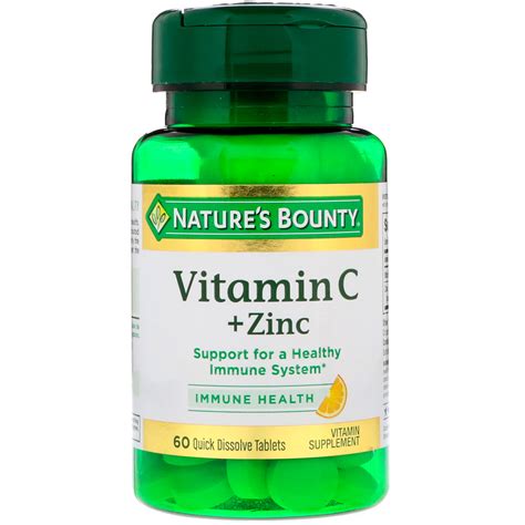 Vitamin c plus zinc tablets from the trusted vitamin experts at nature's bounty provide a sufficient dose of both nutrients without the ingredients you may not if you are looking for a quality zinc/vitamin c supplement i would strongly encourage you to not try this product. Vitamin C + Zinc, Natural Citrus Flavor, 60 Quick Dissolve ...