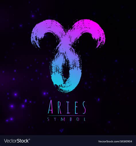 Abstract Zodiac Sign Aries On A Dark Cosmic Vector Image