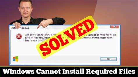 Fixed Windows Cannot Install Required Files Windows Error Youtube