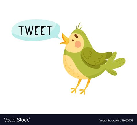 little bird with open mouth making tweet sound vector image