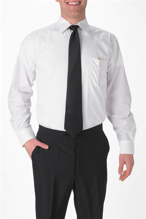 Mens White Long Sleeve Dress Shirt With Chest Pocket 99tux