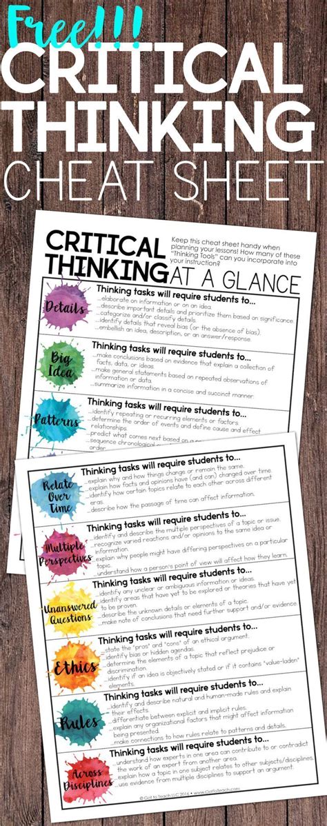 Depth And Complexity Teacher Thrive Critical Thinking Student