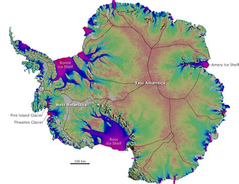 First Map Of Antarcticas Moving Ice