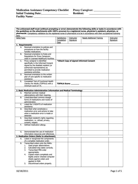 Caregiver Skills Checklist 2020 2021 Fill And Sign Printable Template