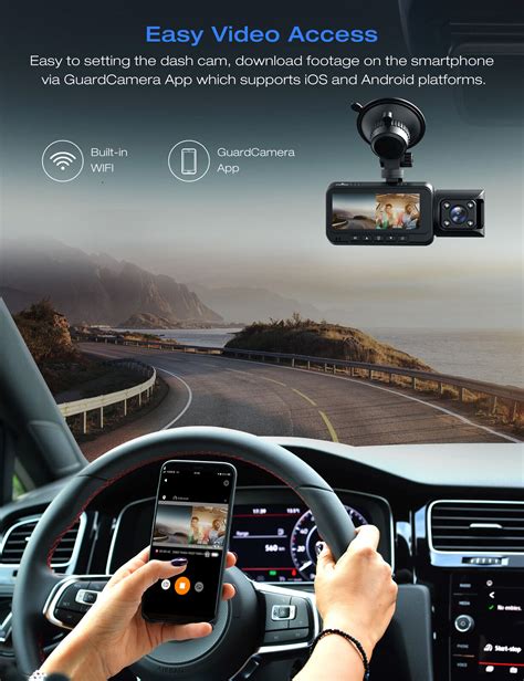 Toguard Uber 4k Dual Dash Cam Front And Inside Wifi Gps Car Camera Ir
