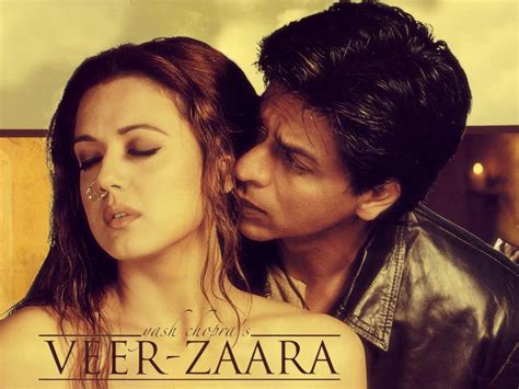 The Poster For Veer Zara Is Shown With An Image Of A Man Kissing A Woman