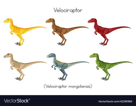 Velociraptor In Different Colors Royalty Free Vector Image