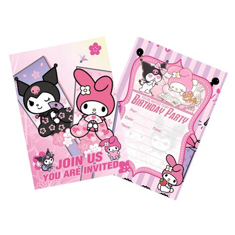 Buy Tuklye 16 Pack Kuromi And My Melody Birthday Invitation Cards Cute