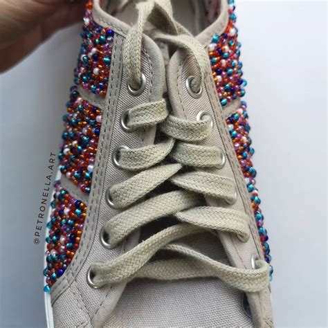 Diy Beads Shoes Full Process On Youtube Beaded Shoes Embroidery On