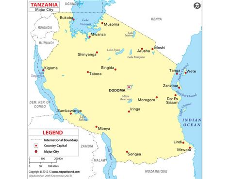 Buy Map Of Major Cities Of Tanzania