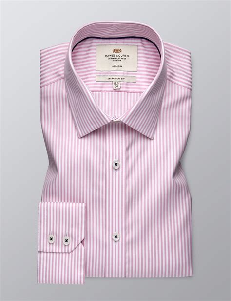 Men S Formal Pink White Bengal Stripe Extra Slim Fit Shirt Single