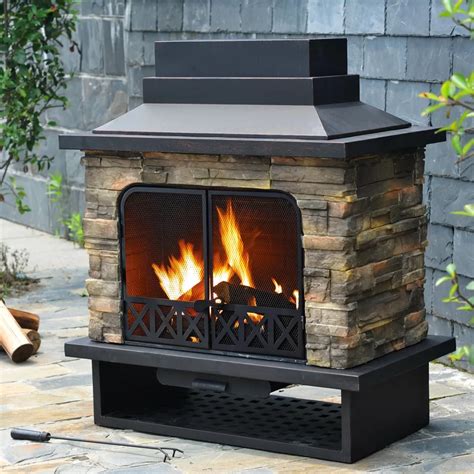 Sunjoy Farmington Steel Wood Burning Outdoor Fireplace And Reviews